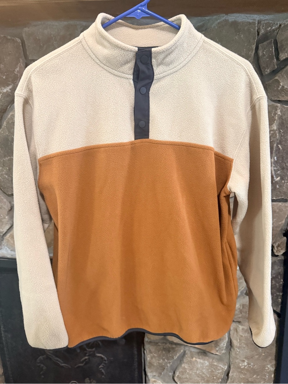 Old Navy Colorblock Fleece Pullover - Cream & Brown